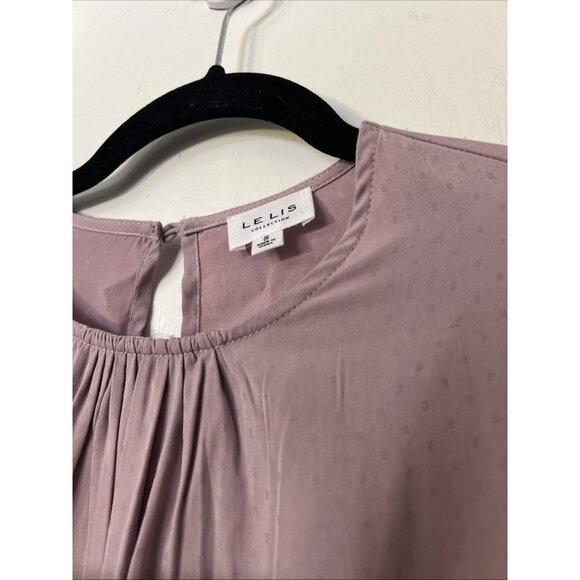 Le lis Collection Sz S  Mini Dress Mock Satin Purple Open Back Ruffle Hem - Picture 2 of 9